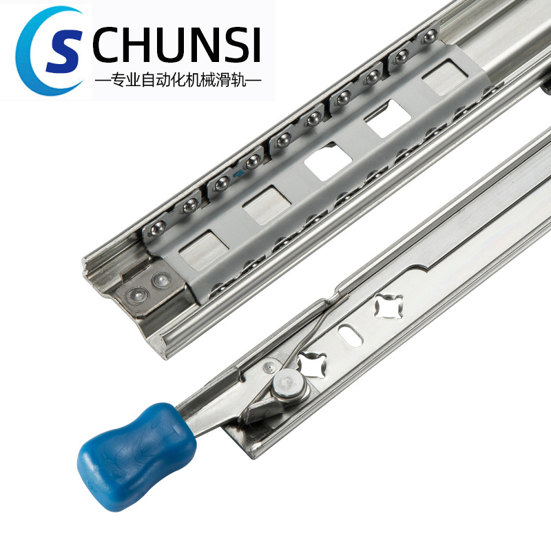53-width RV heavy-duty slide rail with lock, industrial guide rail load-bearing slide, three-section automotive steel ball drawer track slide rail Application Scenario