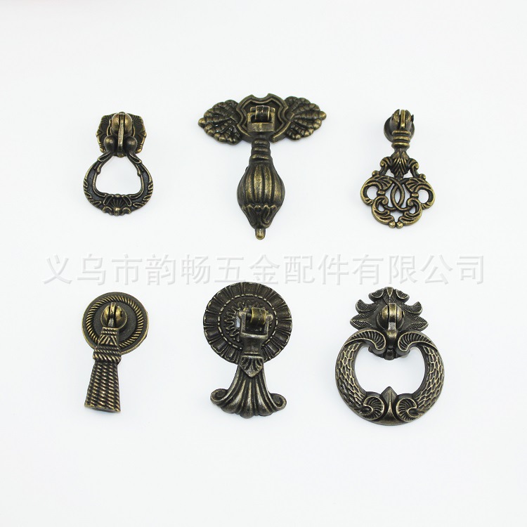 6 types of alloy drawer handles, antique handles, cabinet handles, Chinese classical handles, single-hole handles, counter handles Specification drawing
