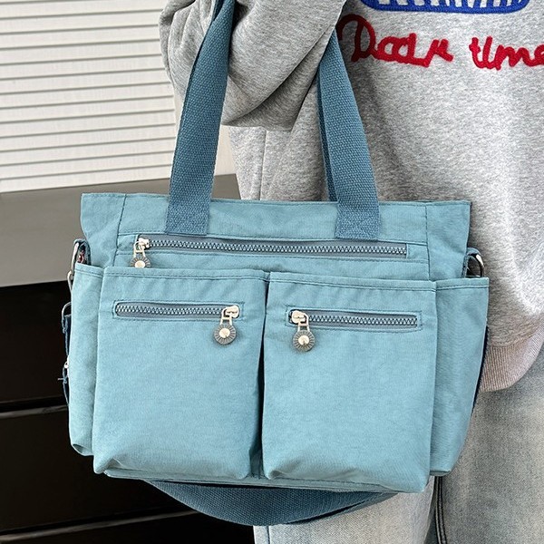 Large-capacity women's water-resistant nylon handbag, women's crossbody bag with multiple pockets, casual tutorial bag full figure