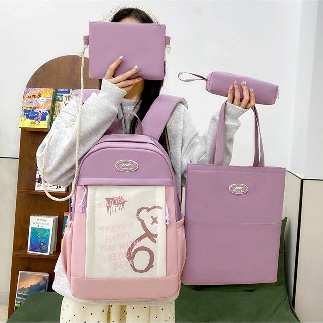 Korean InS-style Japanese color-blocking graffiti schoolbags for junior and senior high school students, large-capacity travel computer bags, and backpacks Specification drawing