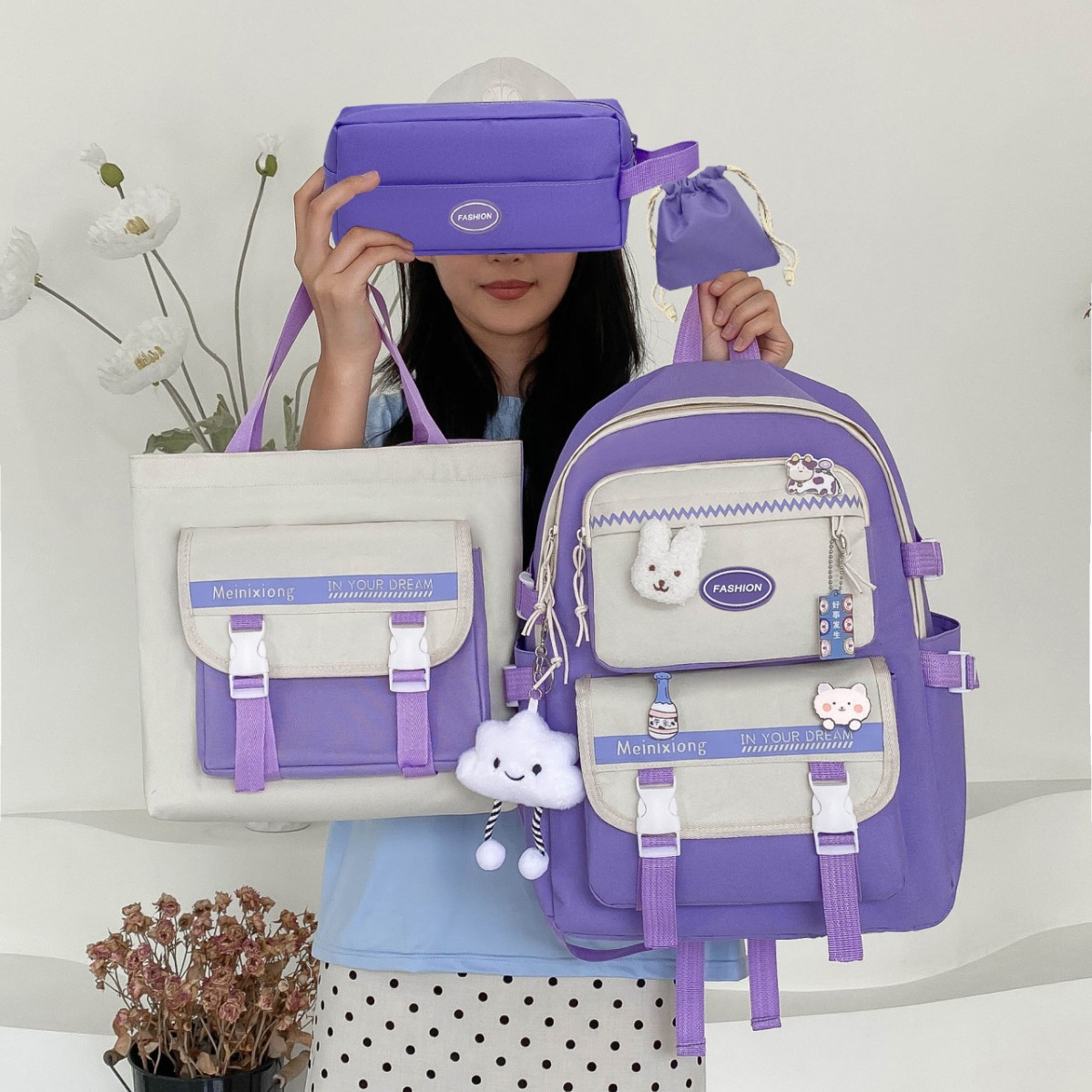 2025 New casual large-capacity nylon single-shoulder bag, trendy ins crossbody bag, cute girls' tutorial bag, stationery bag details Picture