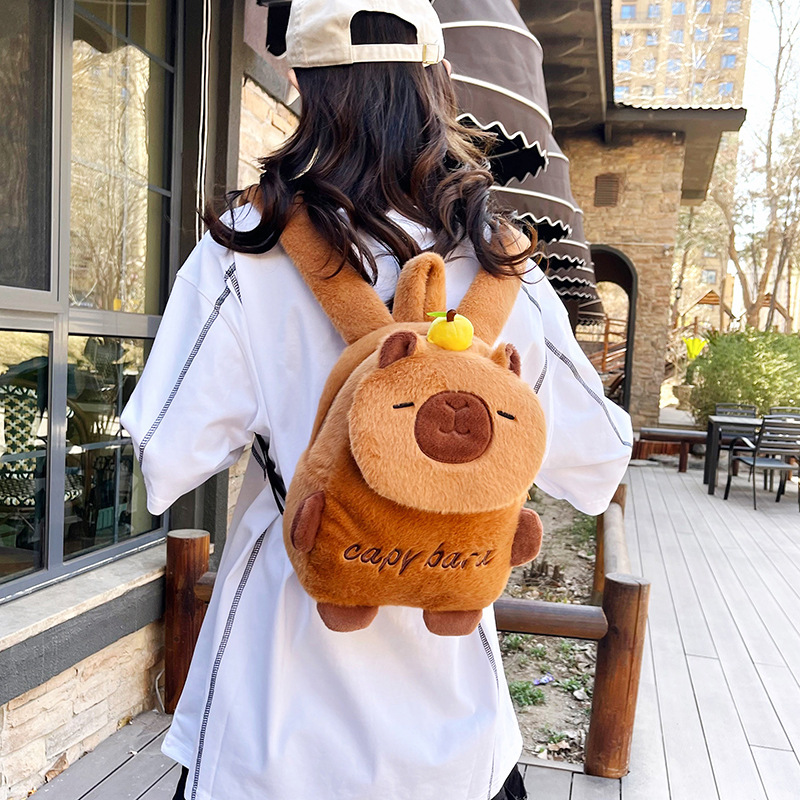 New Lapibala Capybara backpack, cartoon and cute plush doll, large-capacity capybara doll bag for export Application Scenario