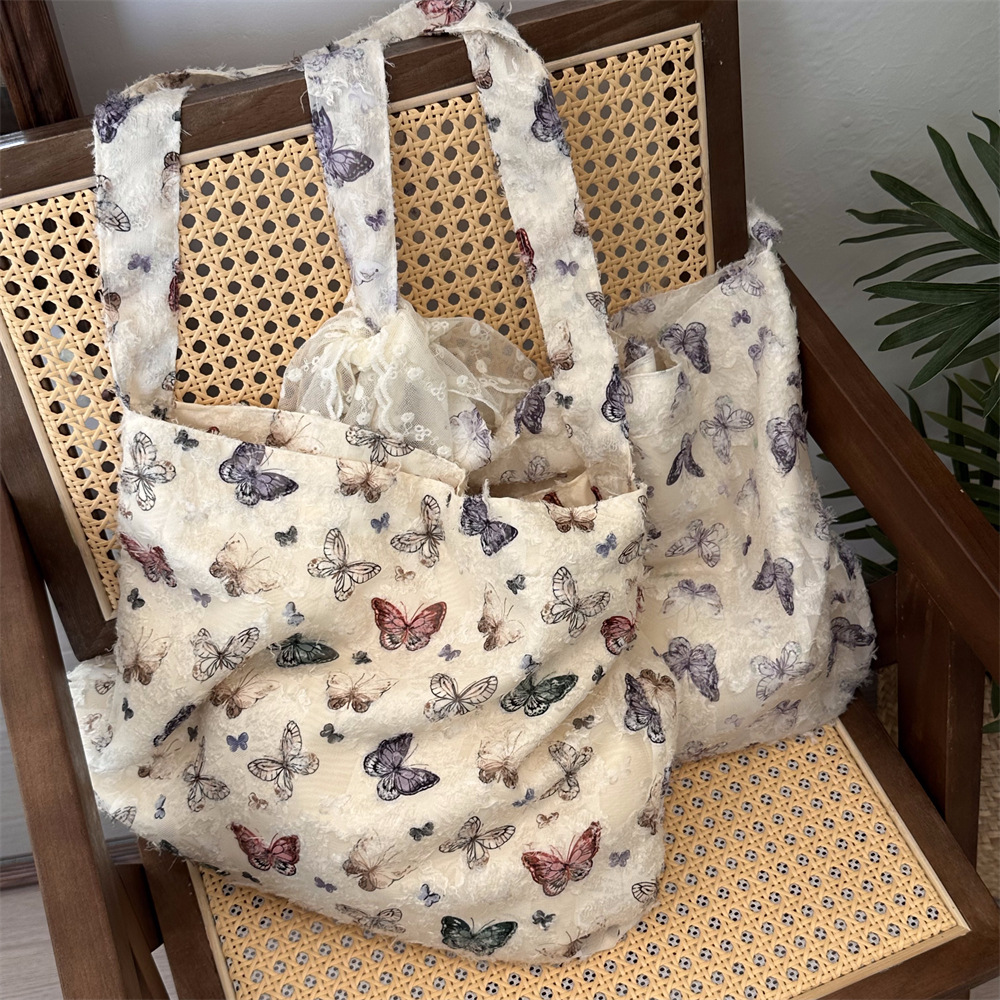 46172 Super Popular Lace Butterfly Commuter single-shoulder bag, summer artistic underarm bag, large capacity, light and thin crossbody bag details Picture