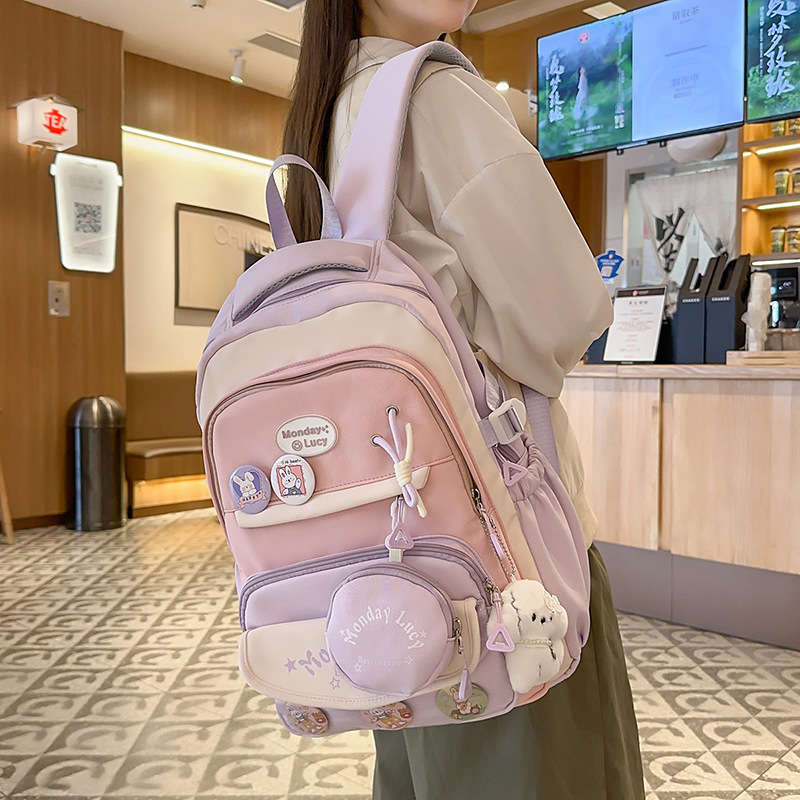 Junior high school student cat pain bag backpack, high school student large-capacity college backpack, cute girl student schoolbag Specification drawing