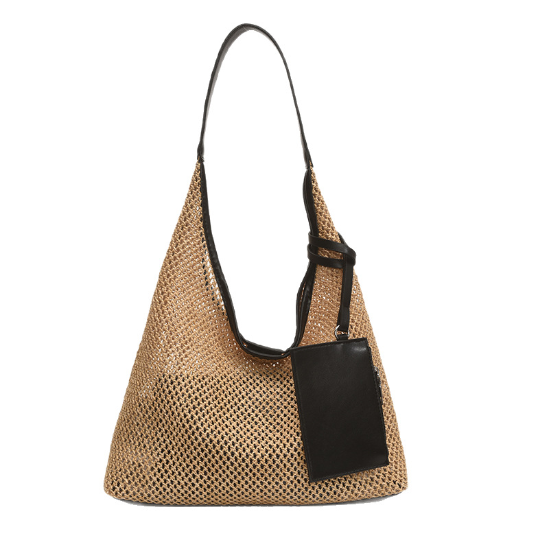 2025 New summer fashion women's hand-held woven bag, fashionable and stylish women's seaside and beach vacation straw woven single-shoulder bag Item Picture