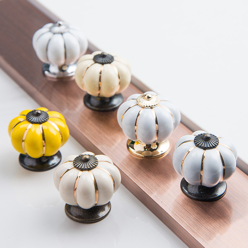 Ceramic handle pumpkin leopard print handle, wardrobe cabinet, shoe cabinet door handle, European and American style ceramic retro export handle Specification drawing