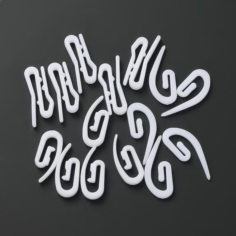 The manufacturer wholesals curtain hooks, small pointed hooks, curtain fabric tape hooks, white plastic hooks and curtain ring accessories Specification drawing