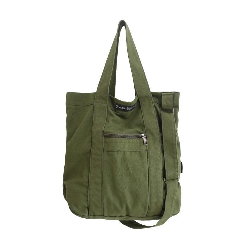 Retro canvas bag 2021 new style simple student class bag for men and women Korean-style casual single-shoulder crossbody bag handbag Item Picture