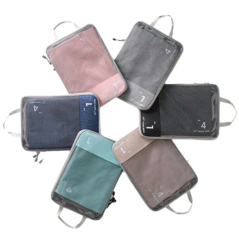 New compressible four-piece travel storage set, expandable and combinable six-piece travel clothing and luggage storage bag Item Picture