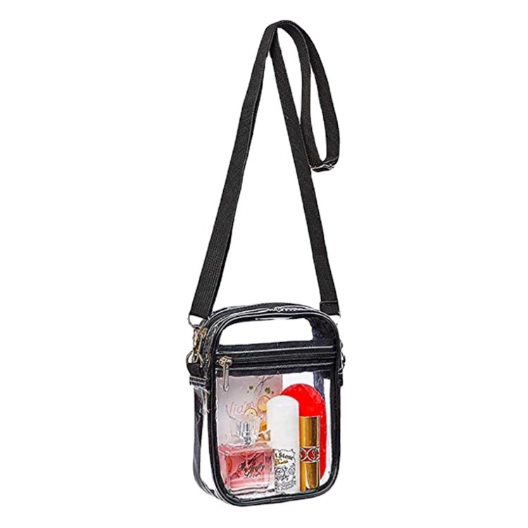 European and American PVC transparent bag, single-shoulder crossbody bag, waterproof multi-functional file bag, travel and outdoor storage, free money bag Item Picture