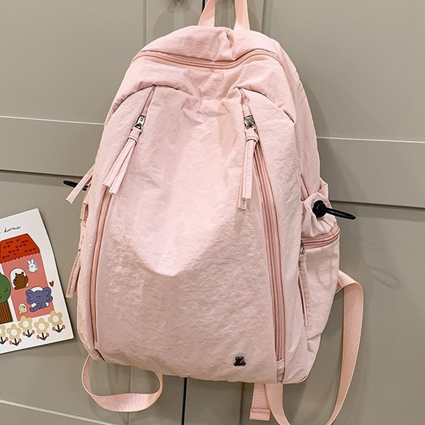 Cute student schoolbag, large-capacity backpack, solid color, versatile new bag, outdoor backpack, unisex backpack Specification drawing