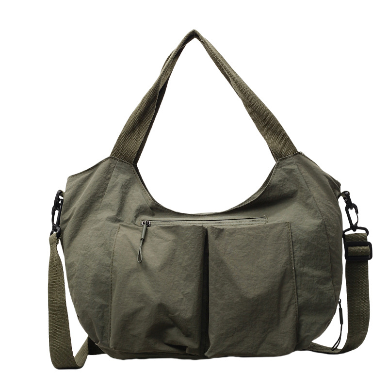 Solid color single-shoulder bag, simple and casual, large-capacity bag, Oxford fabric backpack design, new fashionable and versatile commuting bag Item Picture