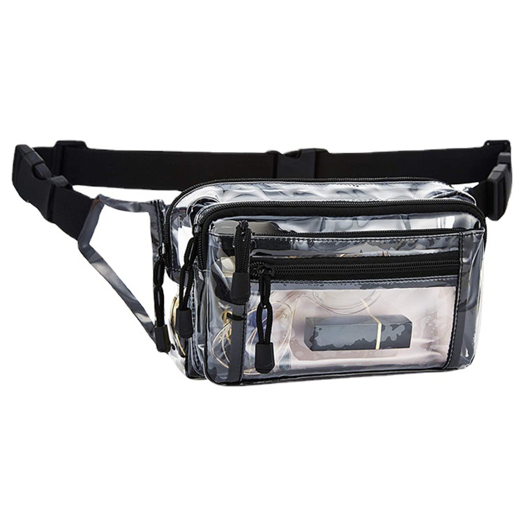 Amazon cross-border transparent PVC waist bag, travel and business trip toiletry bag, outdoor sports multi-compartment waterproof storage bag Item Picture