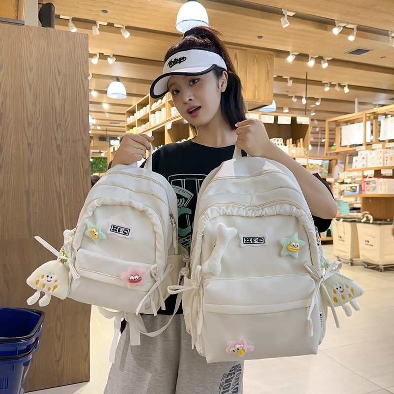 High appearance level girl schoolbag, cute, simple for junior and senior high school campus, large-capacity backpack, dopamine primary school student backpack Specification drawing