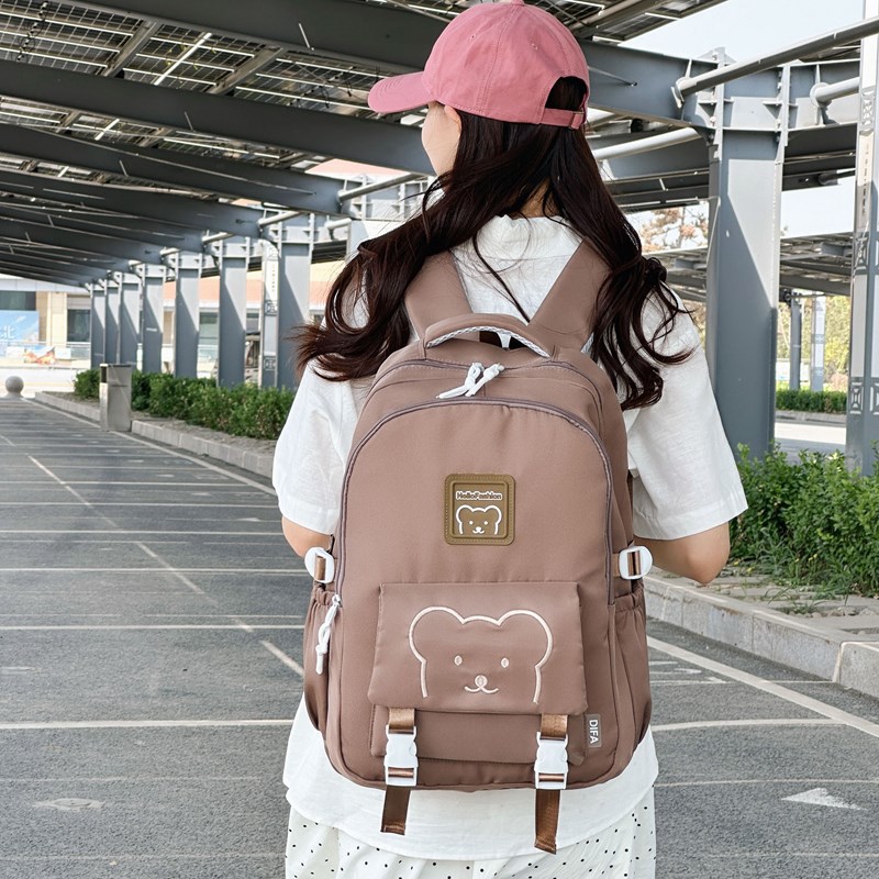 New cross-border Korean version travel large-capacity backpack for girls, high school and junior high school students, high appearance level cartoon bear backpack Specification drawing