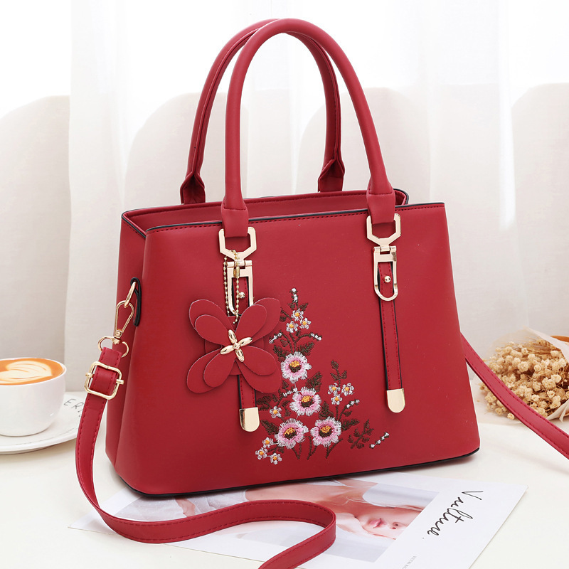 New cross-border embroidered handbags, women's bags, simple single-shoulder bags, bags for middle-aged and elderly mothers, crossbody large foreign trade bags Item Picture