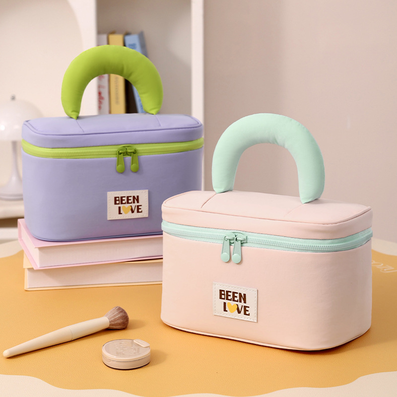 Runhui's new cotton candy top and bottom cover storage bag, cosmetic storage bag, hand-held large-capacity makeup bag, large capacity full figure