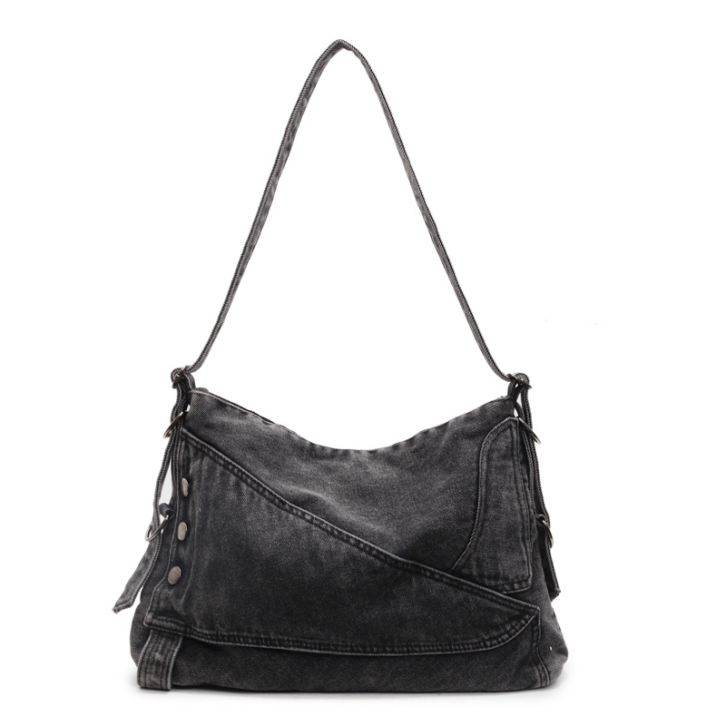 New denim bag for women 2025, popular large-capacity single-shoulder bag, laid-back style student commuting crossbody bag, for export Item Picture