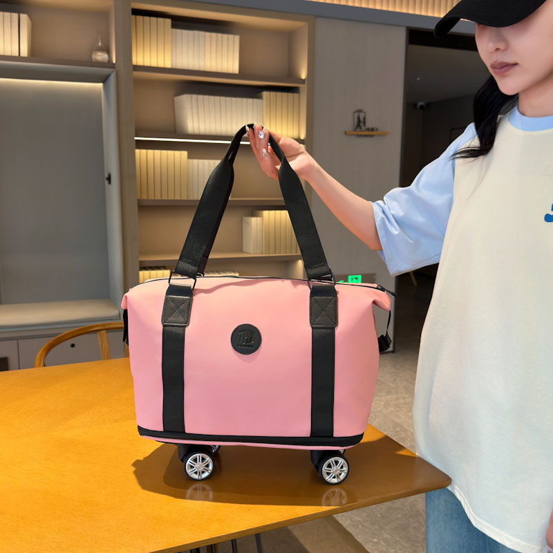 New universal wheel short-distance travel bag for women, large-capacity lightweight and expandable luggage bag, dry and wet separation moving storage bag details Picture