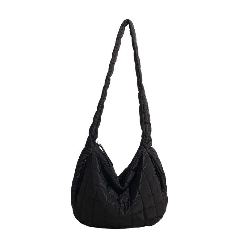 Cross-border 2024 new single-shoulder bag, women's cloud pleated casual personality, large capacity cotton jacket bag, crossbody bag for commuting Item Picture