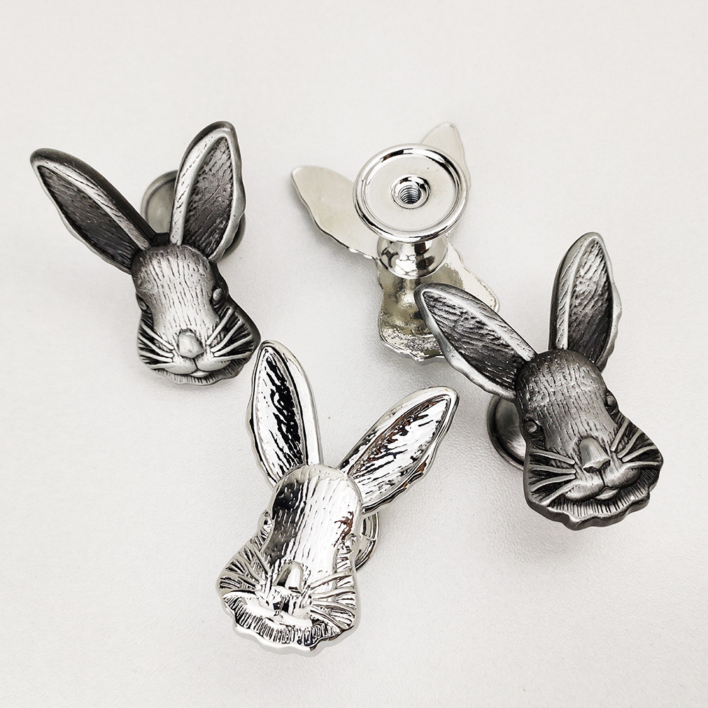 In-stock bunny handle zinc alloy single-hole handle for cabinets and drawers, metal craftsmanship for Easter details Picture