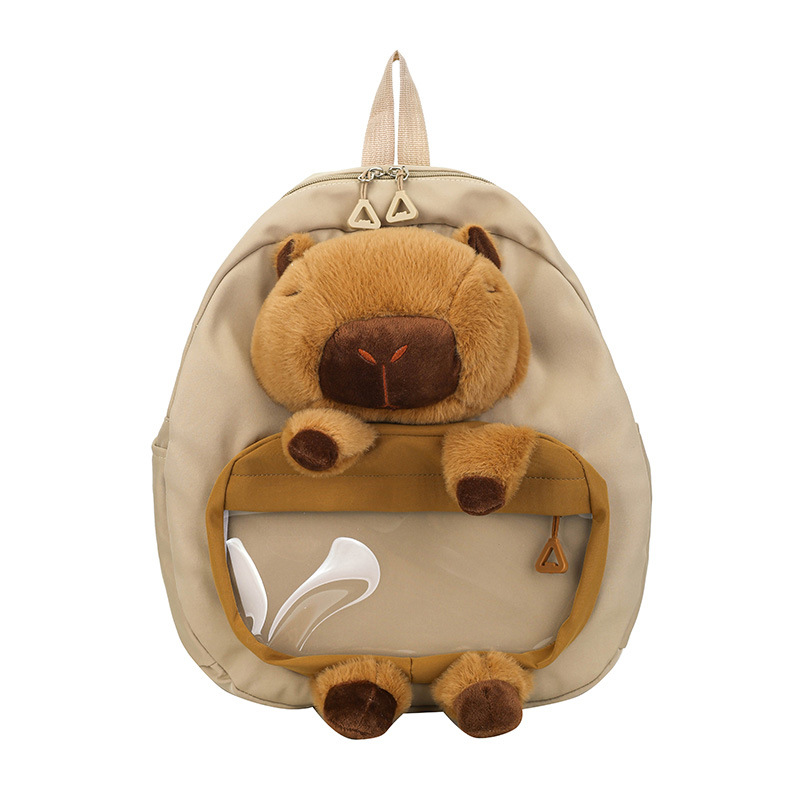 Cartoon children's Capibara plush backpack, large capacity cute schoolbag for girls, Capybara versatile casual backpack Item Picture