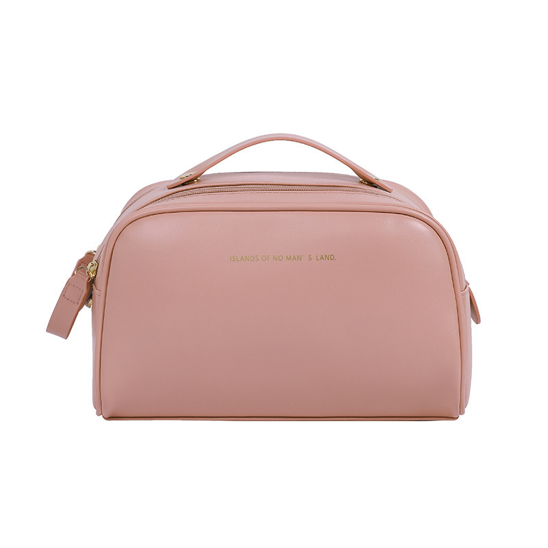 PU double zipper makeup bag, large-capacity toiletry bag, travel portable, high-end women's skin care products, multi-functional makeup bag Item Picture