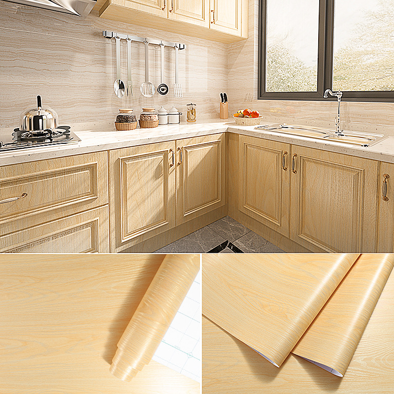 Guangzhou factory source cross-border wholesale wood grain stickers, self-adhesive thickened waterproof pvc wardrobe furniture renovation wallpaper Specification drawing