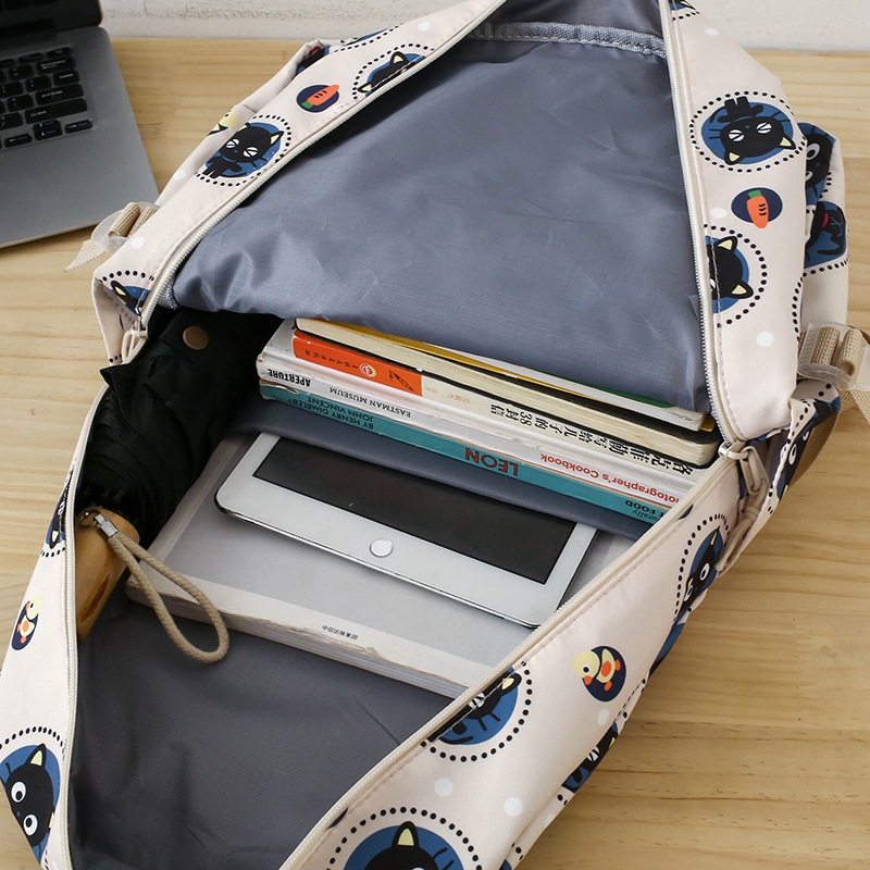 A three-piece set of cute cat backpacks for girls in grades three to six, a large-capacity cartoon travel backpack Application Scenario