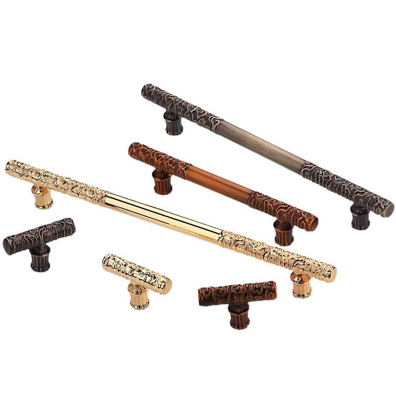 Golden hoop rod door handle, zinc alloy, Chinese classical golden handle, furniture hardware, drawer handle, wardrobe window handle Item Picture