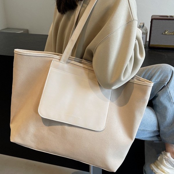 Korean autumn and winter new Tote bag, large-capacity commuting, fashionable and versatile single-shoulder bag, laid-back style solid color handbag Specification drawing