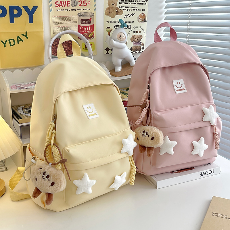 Korean and Japanese-style soft girl schoolbag for middle school students, simple and cute backpack for high school and college students with a girlish heart details Picture