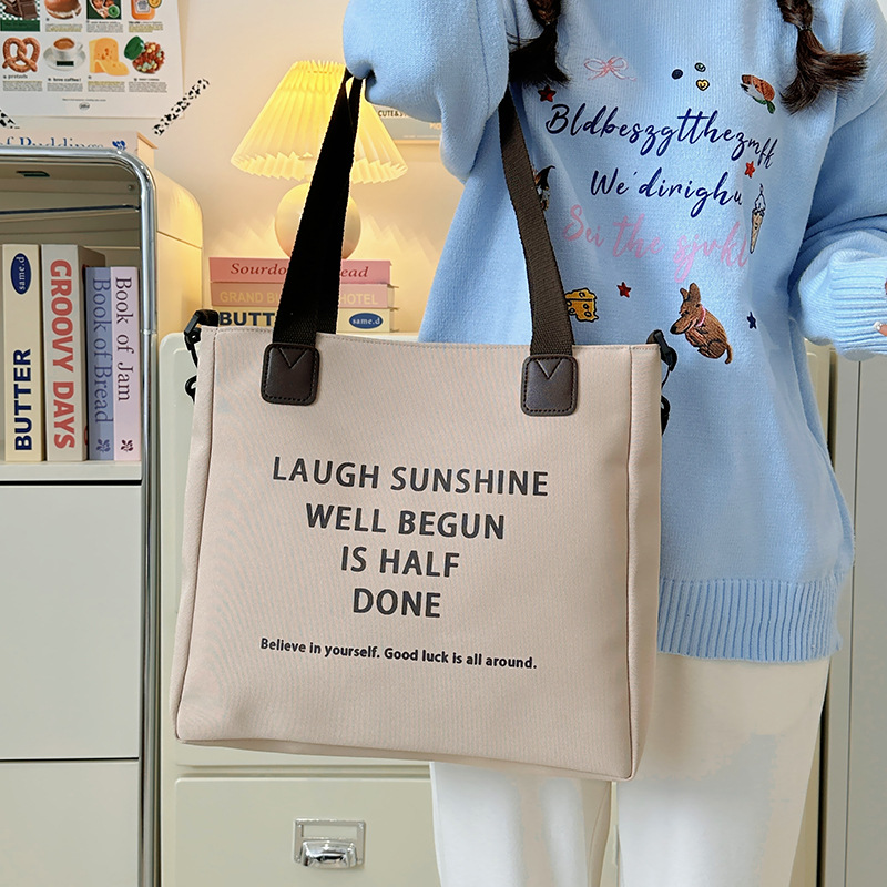 Korean version hand-held tote bag with large capacity, new printed underarm single-shoulder bag from Japan and South Korea, student casual commuting crossbody bag Specification drawing