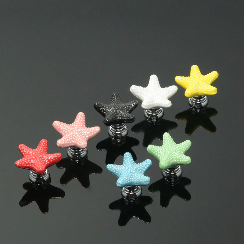 Aolaya ceramic handle cabinet drawers, new cartoon starfish, European-style furniture cabinet door handles, factory direct sales full figure