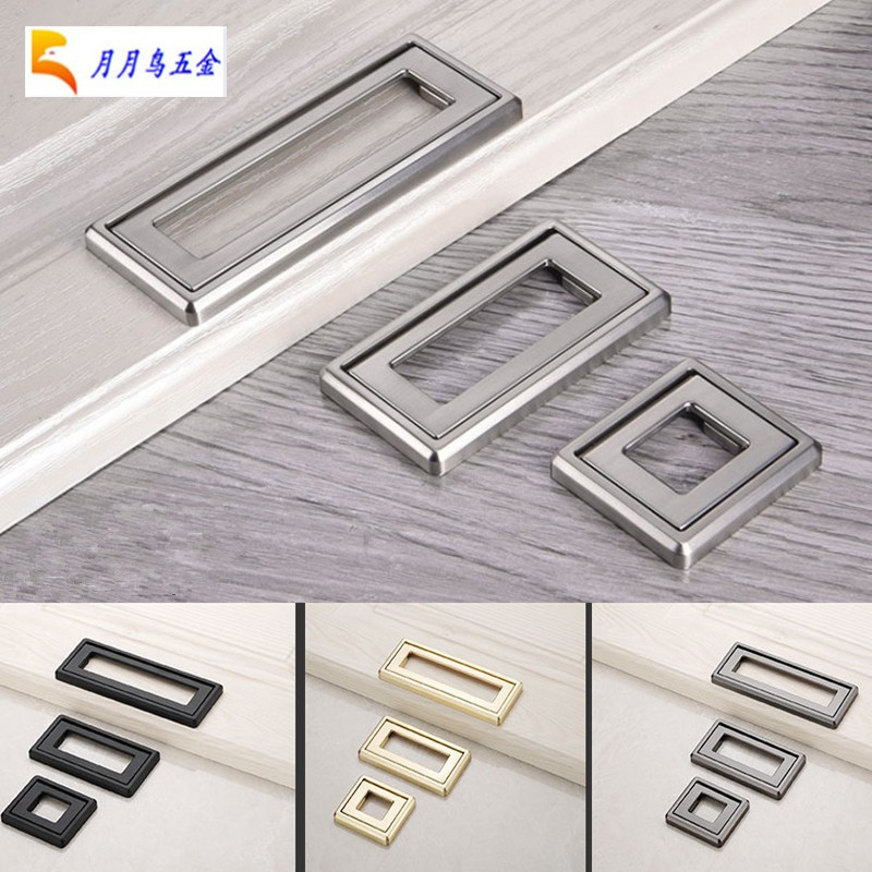 Hidden handles for wardrobe drawers, built-in, flat, invisible, slot-free, gold-black, mid-Nordic style cabinet door handles full figure