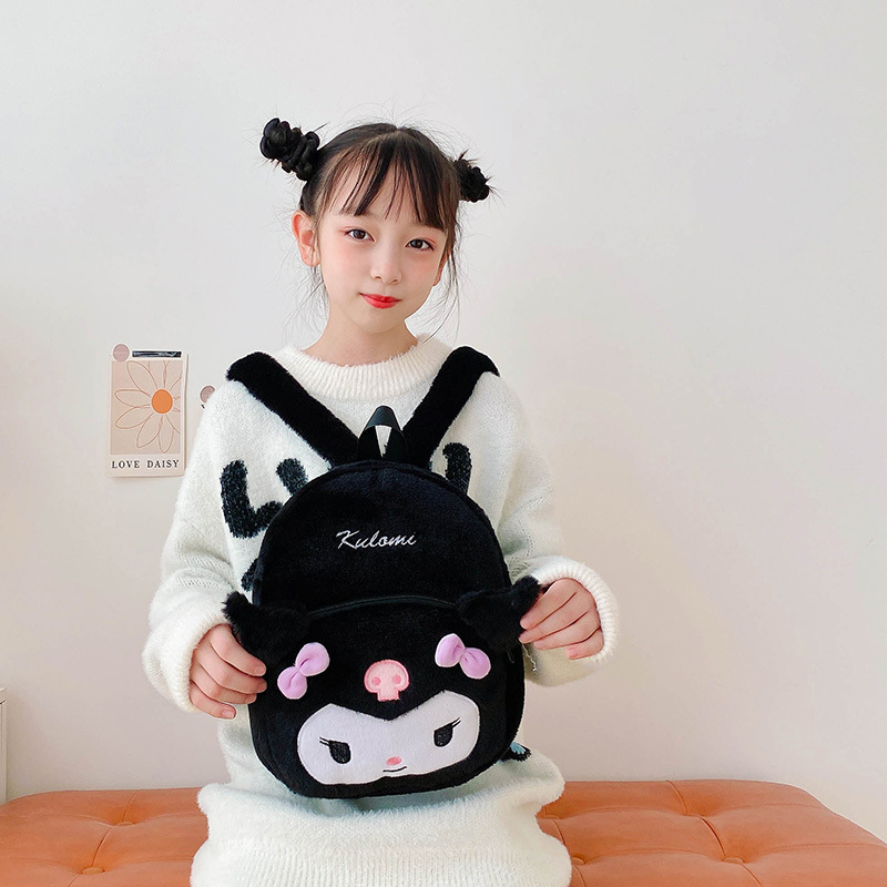 New cartoon Kuromi Sanrio children's schoolbag, claw machine doll, children's schoolbag, plush toy backpack wholesale details Picture
