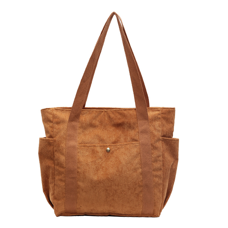 Casual corduroy large-capacity tote bag for women 2024 new autumn and winter, trendy and fashionable single-shoulder underarm handbag Item Picture