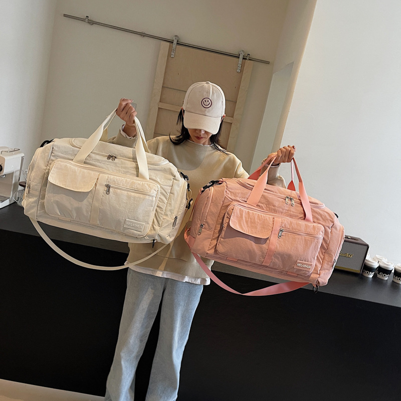 Foldable hand-held travel bag, lightweight and multi-functional double-back sports and fitness bag, dry and wet separation case, trolley luggage bag details Picture