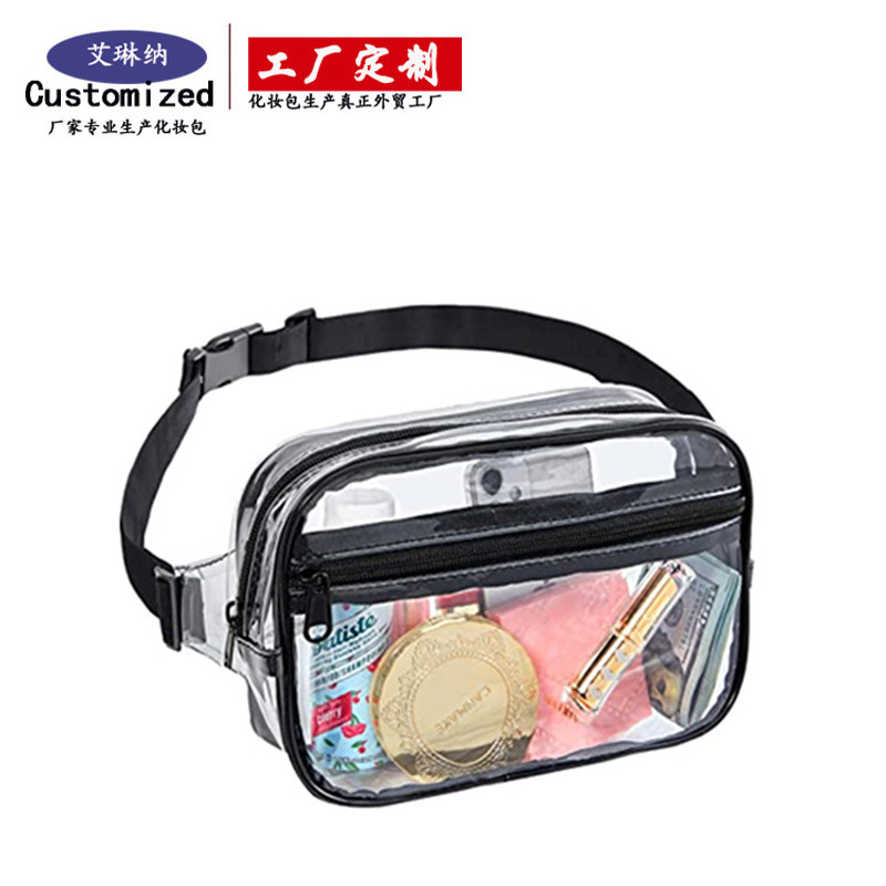 Amazon's new PVC transparent waist bag, sports field storage bag, outdoor rafting fitness bag processing and customization full figure