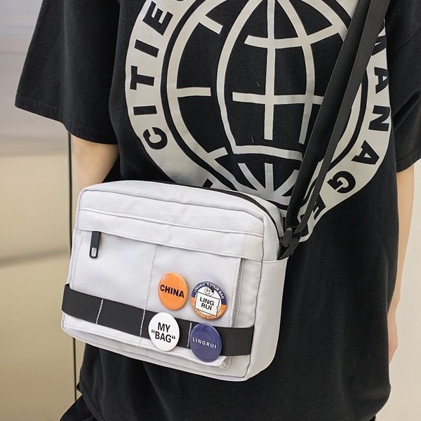 Crossbody bag for men, Japanese and Korean Instagram trendy brand small backpack, sports and leisure functional messenger bag, mobile phone bag, student single-shoulder bag details Picture