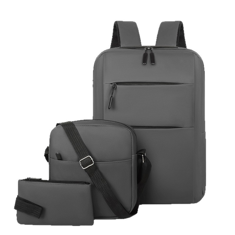 New large-capacity, fashionable men's cross-border backpack, business trip and travel backpack, student three-piece single-shoulder bag Item Picture