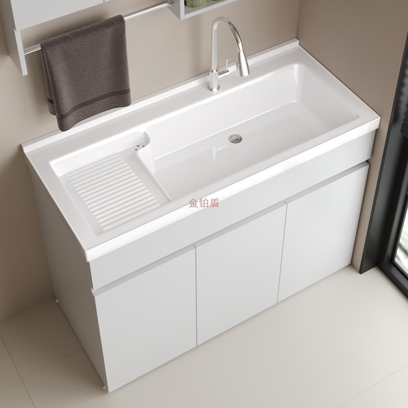 Honeycomb aluminum balcony cabinet, integrated washbasin and wardrobe, ceramic integrated basin with washboard, bathroom cabinet, washbasin and sink Specification drawing