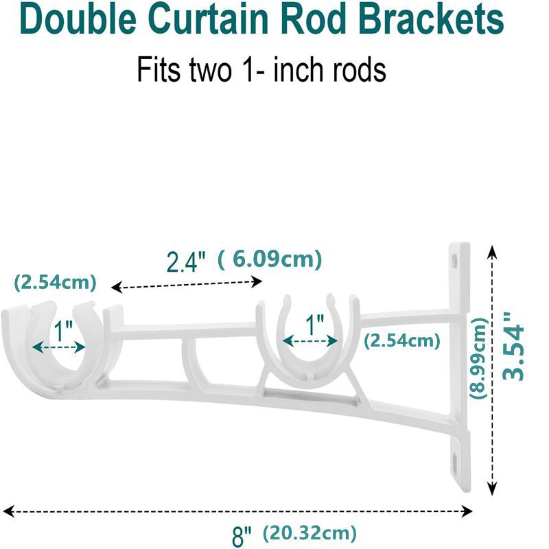 Two sets of white double-pole brackets and four curtain accessories with screw glue details Picture