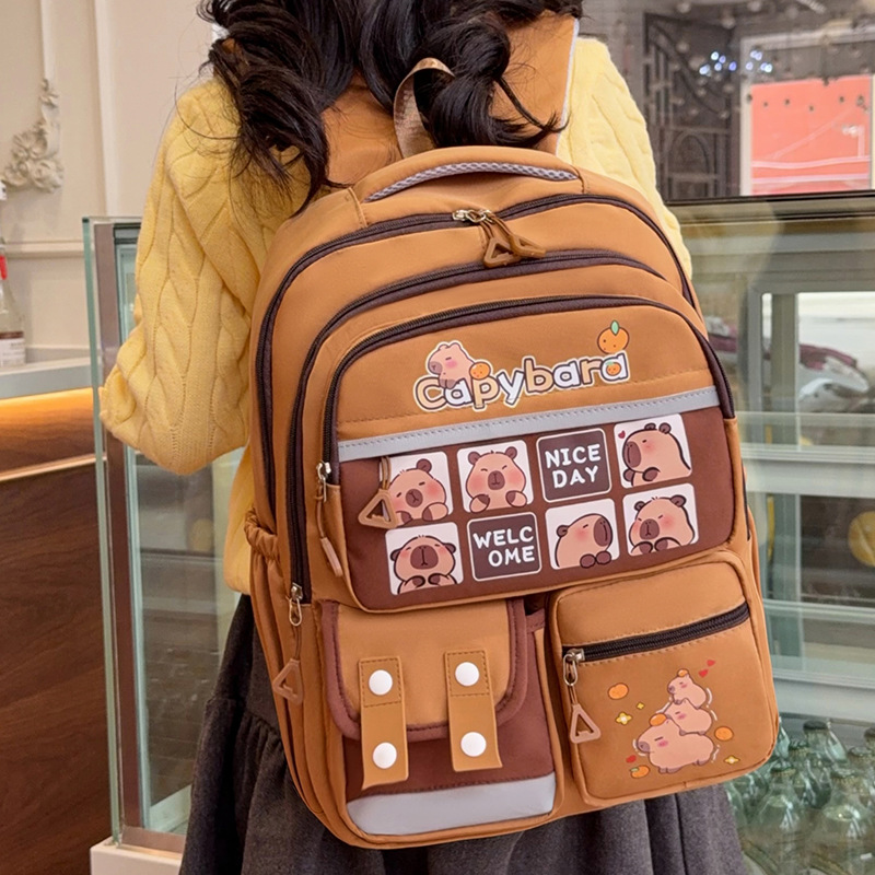 Cute Capibara student backpack, large-capacity class bag, children's spine protection and burden reduction schoolbag, junior and senior high school schoolbag Application Scenario