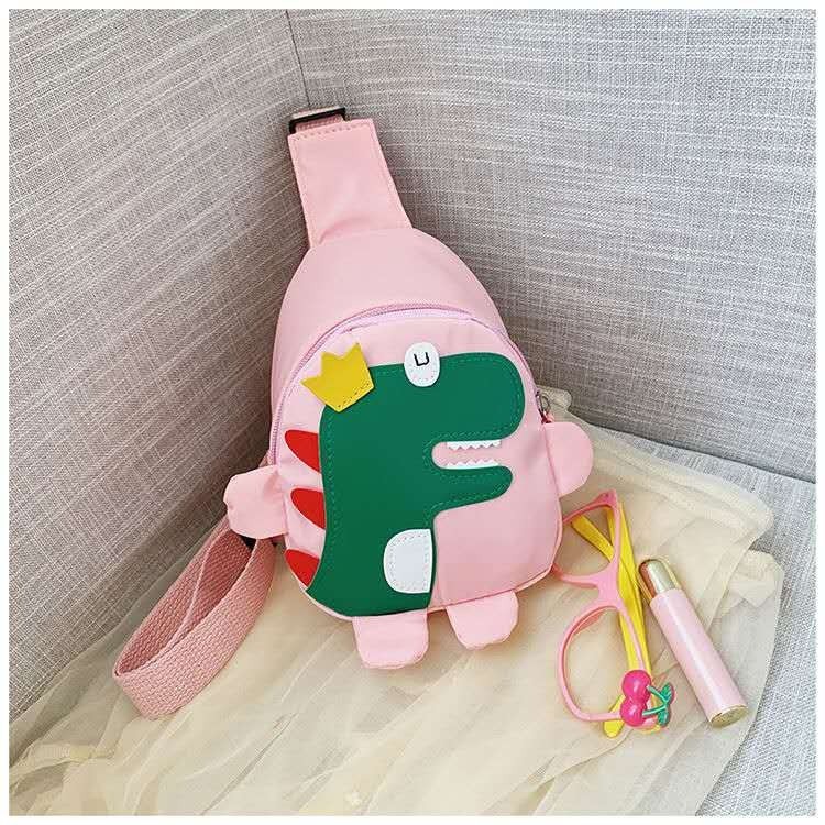 2025 New autumn and winter cartoon cute little dinosaur chest bag, nylon fabric children's crossbody bag, personalized and trendy single-shoulder bag Specification drawing