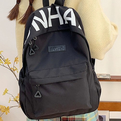 New large-capacity schoolbag, versatile backpack, student backpack, fresh, fashionable and trendy backpack, letter print schoolbag details Picture