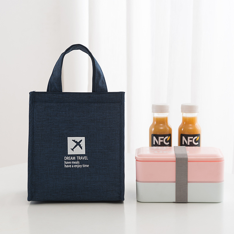 Lunch hand-held bento bag, simple, fashionable and versatile, ice pack, waterproof Oxford cloth white-collar insulated bag manufacturer wholesale full figure