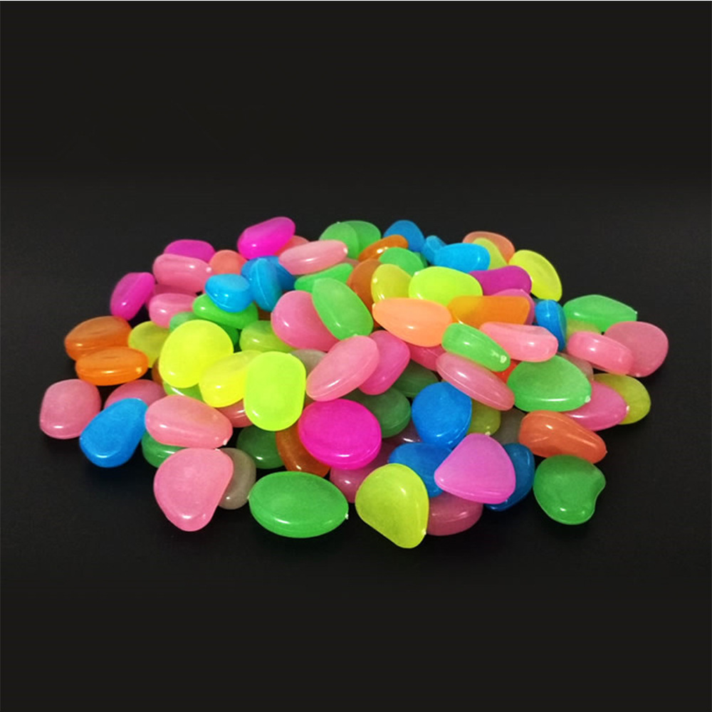 100 pieces of cross-border luminous pebble fish tank aquarium flower garden landscape colored luminous stones and translucent stones Item Picture