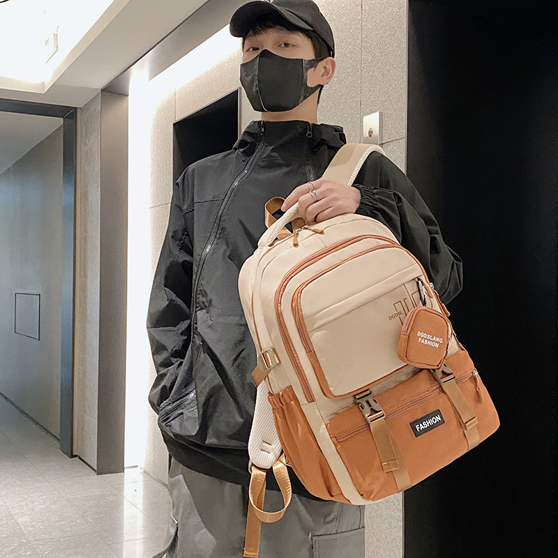 Color-blocking backpacks for female students, school-style, niche, lightweight backpacks, simple and casual backpacks for junior and senior high school students Specification drawing