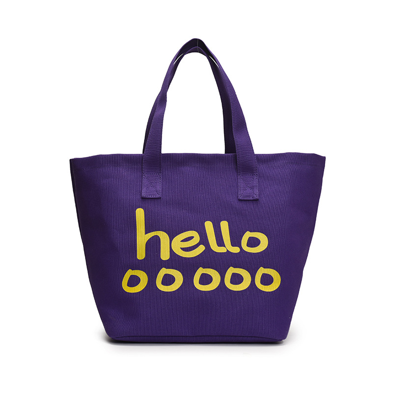 The new Korean version canvas bag, large-capacity single-shoulder lettered tote bag, simple and casual trendy bag, student shopping bag trend Item Picture